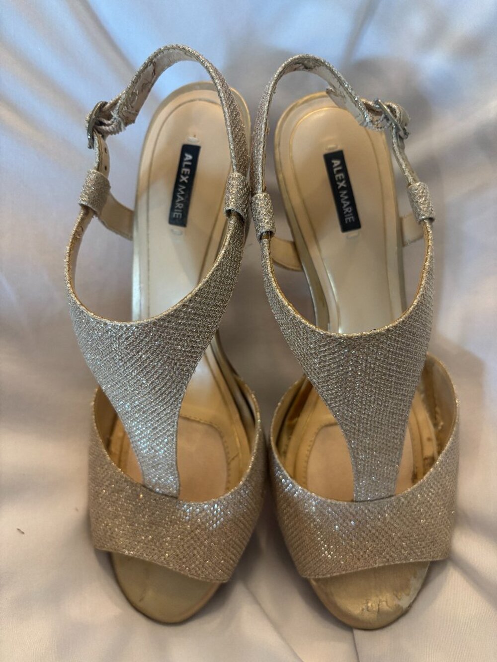 Alex Marie Gold Glittery Slingback Heels size 10, Party Shoes